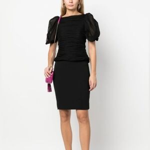 Vintage CHRISTIAN DIOR BOUTIQUE Black 100% Silk w/ Silk Lining Pencil Skirt 42 S